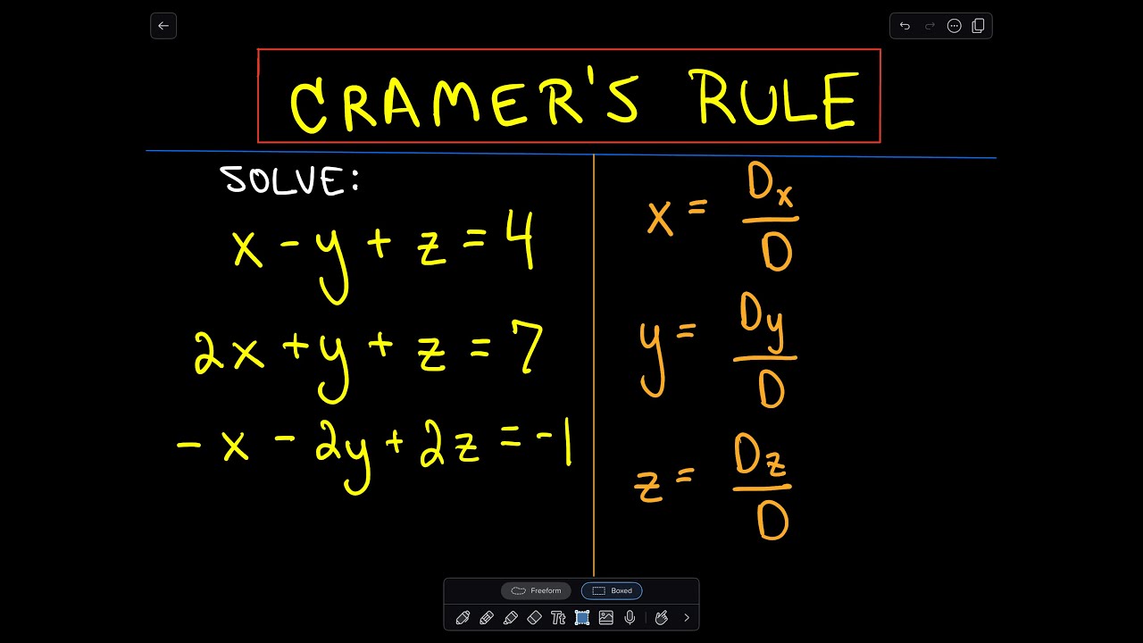 Cramer's Rule to Solve a System of 3 Linear Equations - Example 2