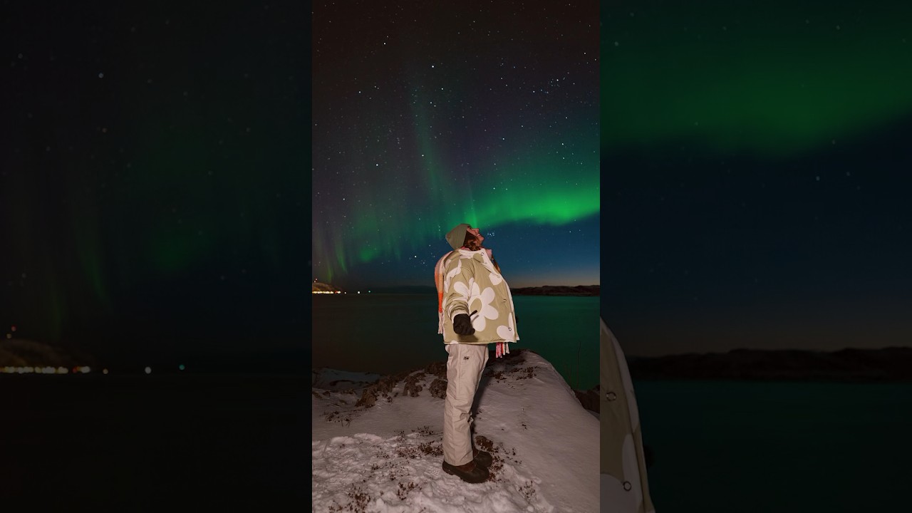 bora ca&ccedil;ar a aurora boreal comigo? 🤏🏼 #viagem #trip #auroraboreal #noruega #neve #arte  #viajar