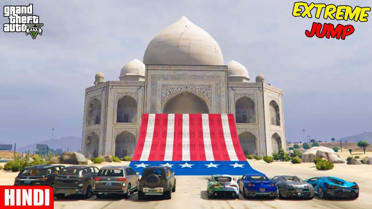 Gta V: Indian Suv Cars Vs Indian Super Cars | Extreme Taj Mahal Jump Part 2 |  Techno Gamerz |