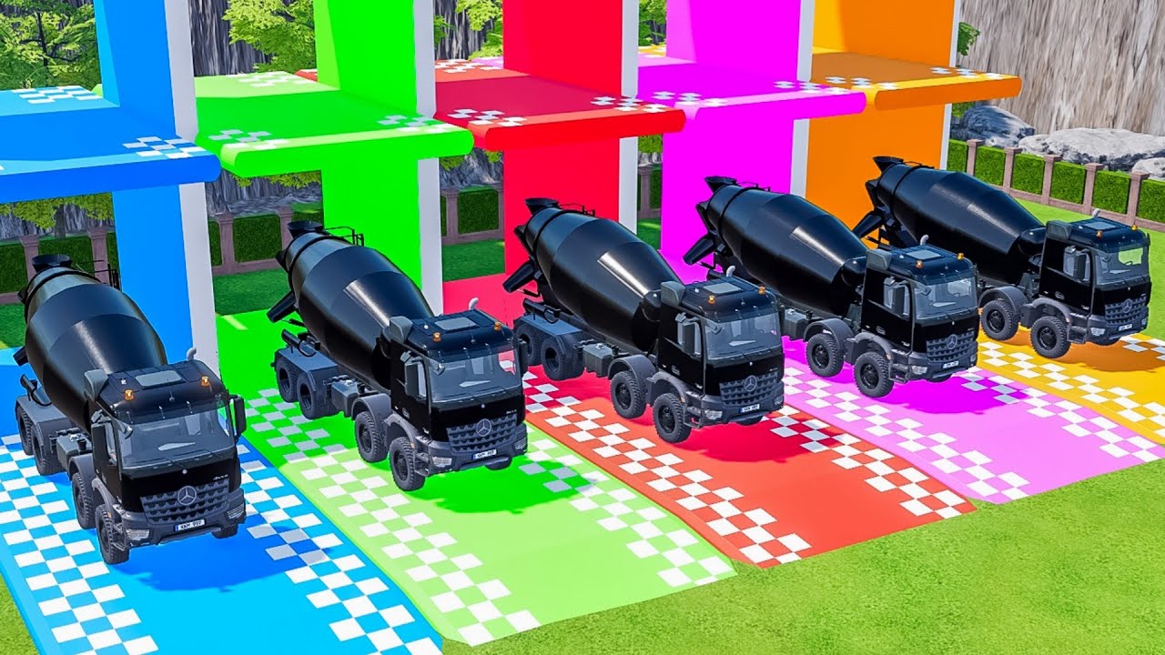 Two-Story Car Garage Black Mixer Car Changes Color - #fs22  
