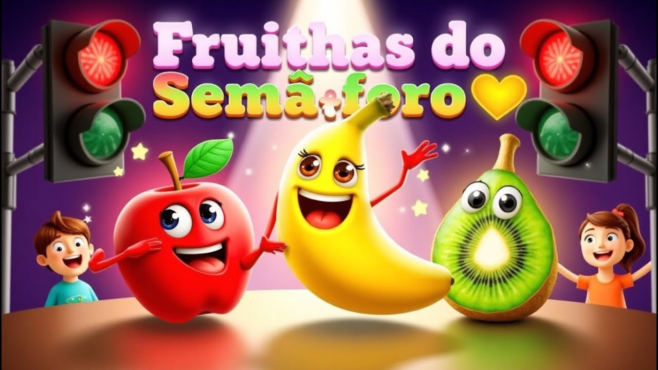 “Frutinhas do Semáforo 🍎🍌🥝 | Música Infantil das Cores e Frutas | Canção Divertida para Crianças”