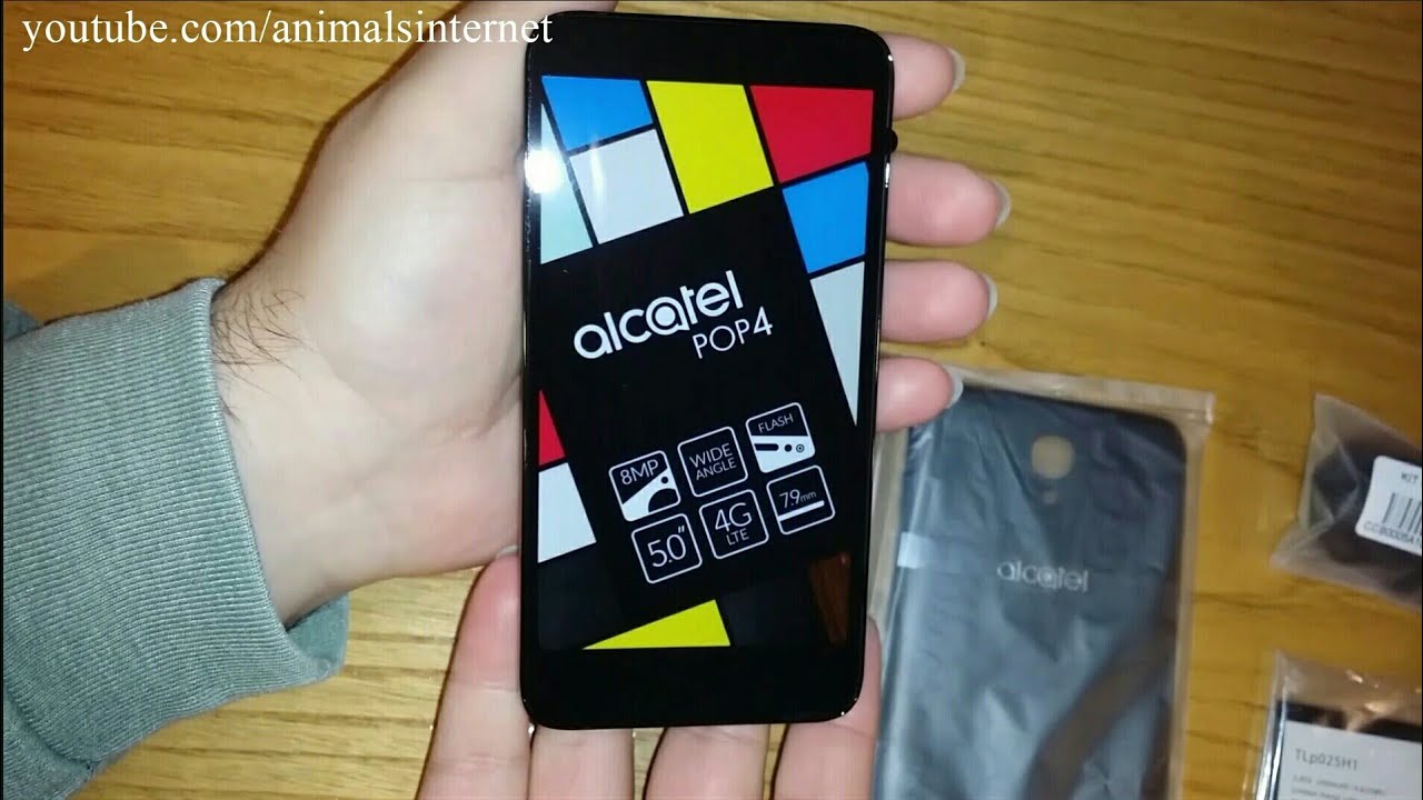 Alcatel POP 4 smartphone. 8mp, selfie flash, HD screen: unboxing & how to assemble