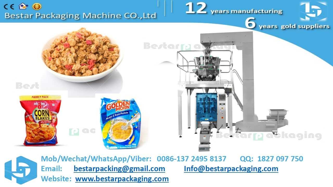 How Bestar Multi head weigher packageing machine make Breakfast Cereal, corn flakes pouch