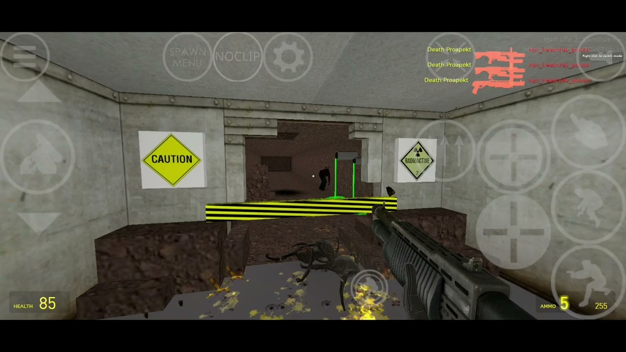 Un gameplay de HL2SB++ en el mapa de Roblox Area 51