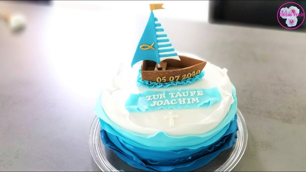 Tauftorte Fondant Boot Segelboot Torte - Торт на крещение лодка парусник - boat Cake #19