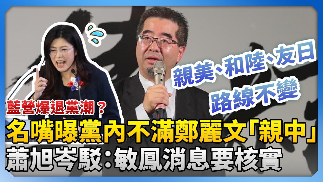【全程字幕】藍營爆退黨潮？名嘴曝黨內不滿鄭麗文「親中」　蕭旭岑澄清路線不變直球回應：敏鳳消息要核實 @ChinaTimes