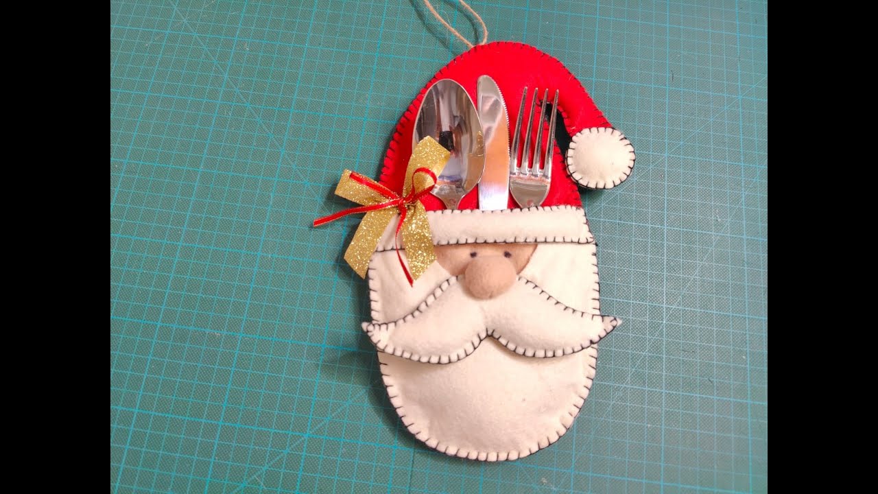 420🎀Babbo Natale porta-posate + cartamodello GRATIS