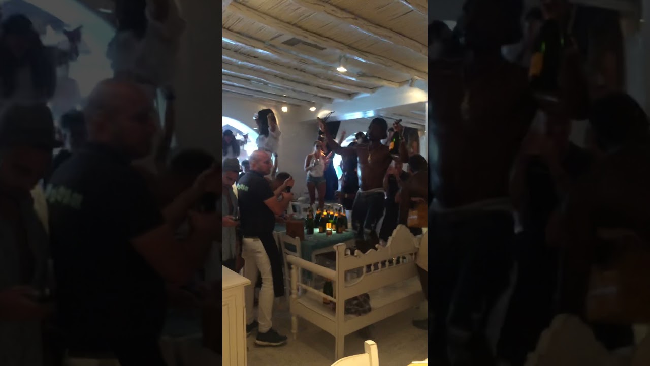Champagne 🍾 shower 🚿 in Mykonos Nammos restaurant