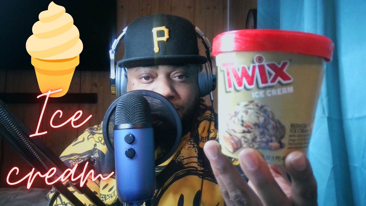 ASMR TWIX Ice Cream Eating (MOUTH SOUNDS)(RAMBLE)!!!!!