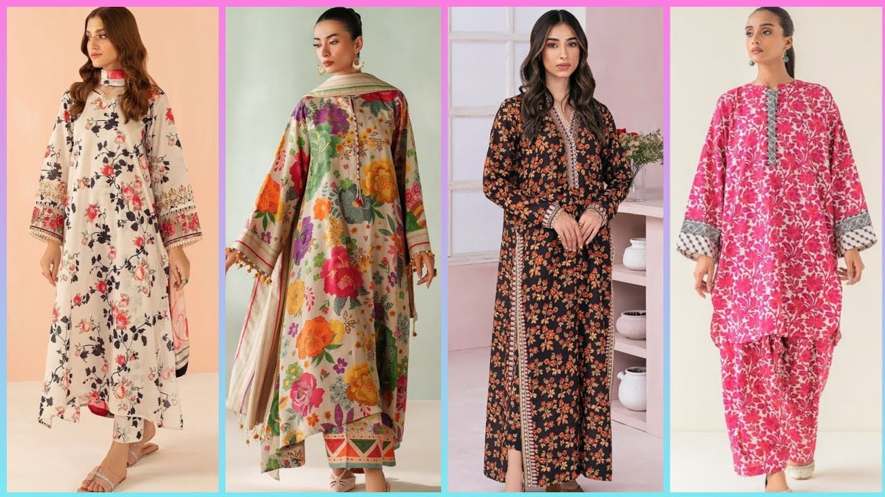 Printed lawn cotton dress designing ideas| casual wear floral printed dress| allover printed dresses