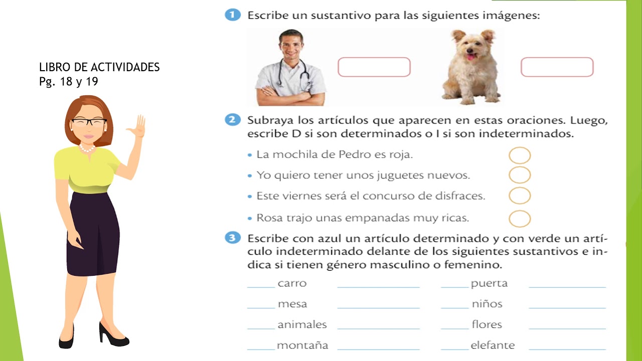 EJERCICIOS DEL SUSTANTIVO Y ARTÍCULO
