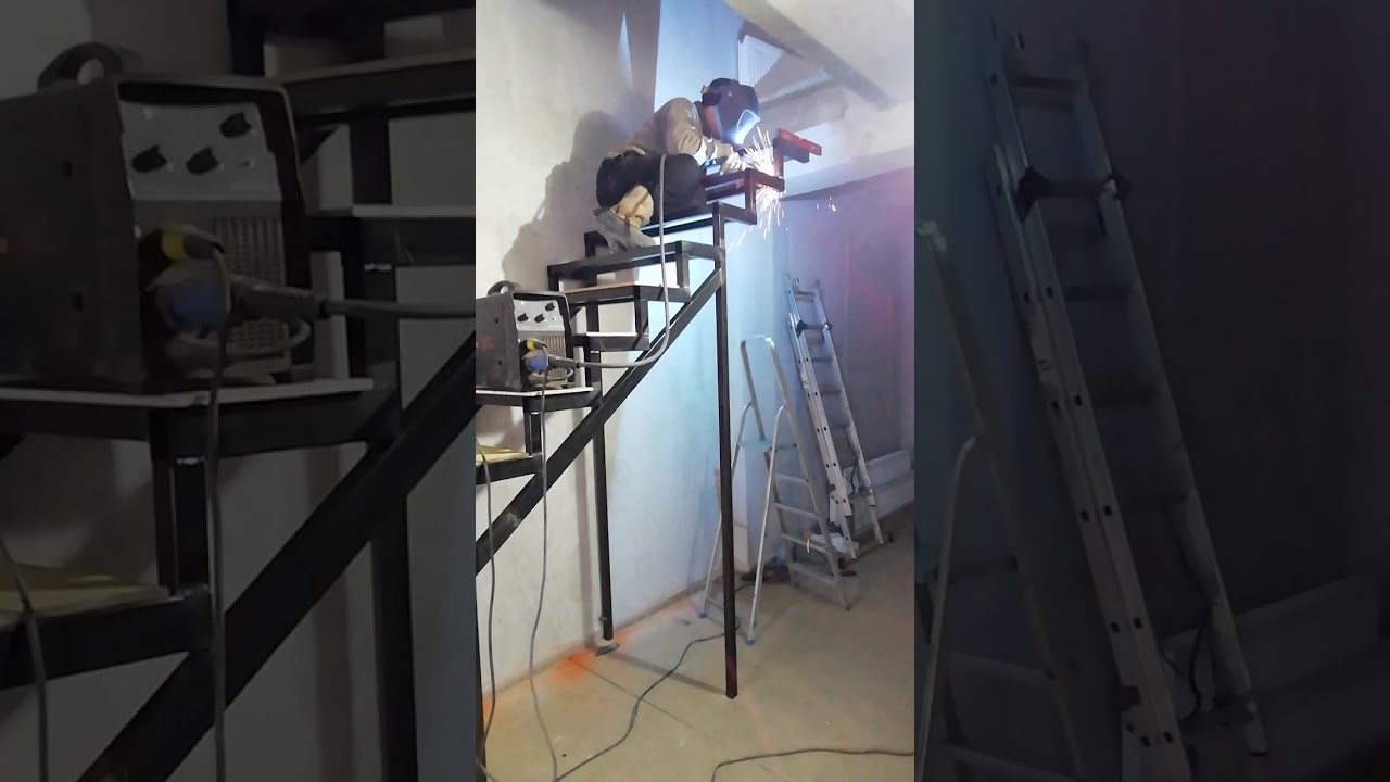 Сварка лестницы с временными ступенями