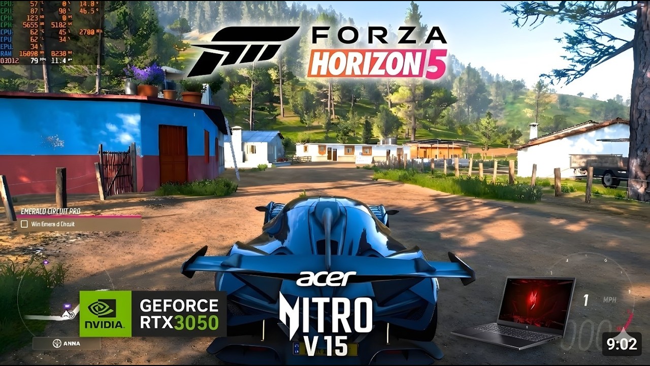 Forza Horizon 5 RTX 3050 Laptop Test | Acer Nitro V15 All Graphics Settings | 1080p Gameplay FPS