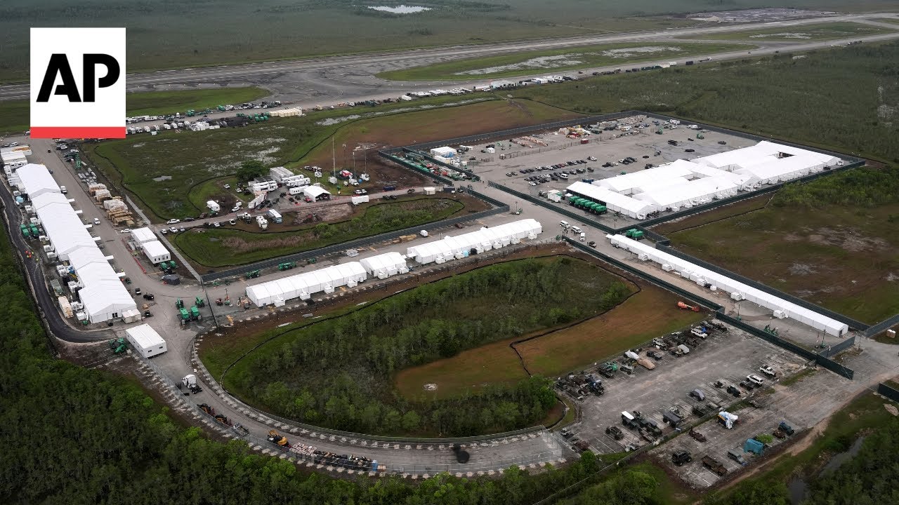 Aerial video shows view of 'Alligator Alcatraz' in Florida
