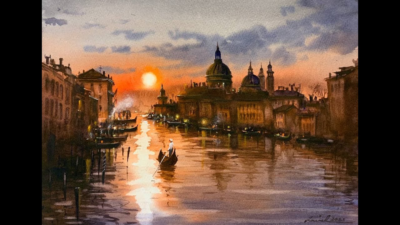 How to paint Venice in watercolor painting demo by javid tabatabaei