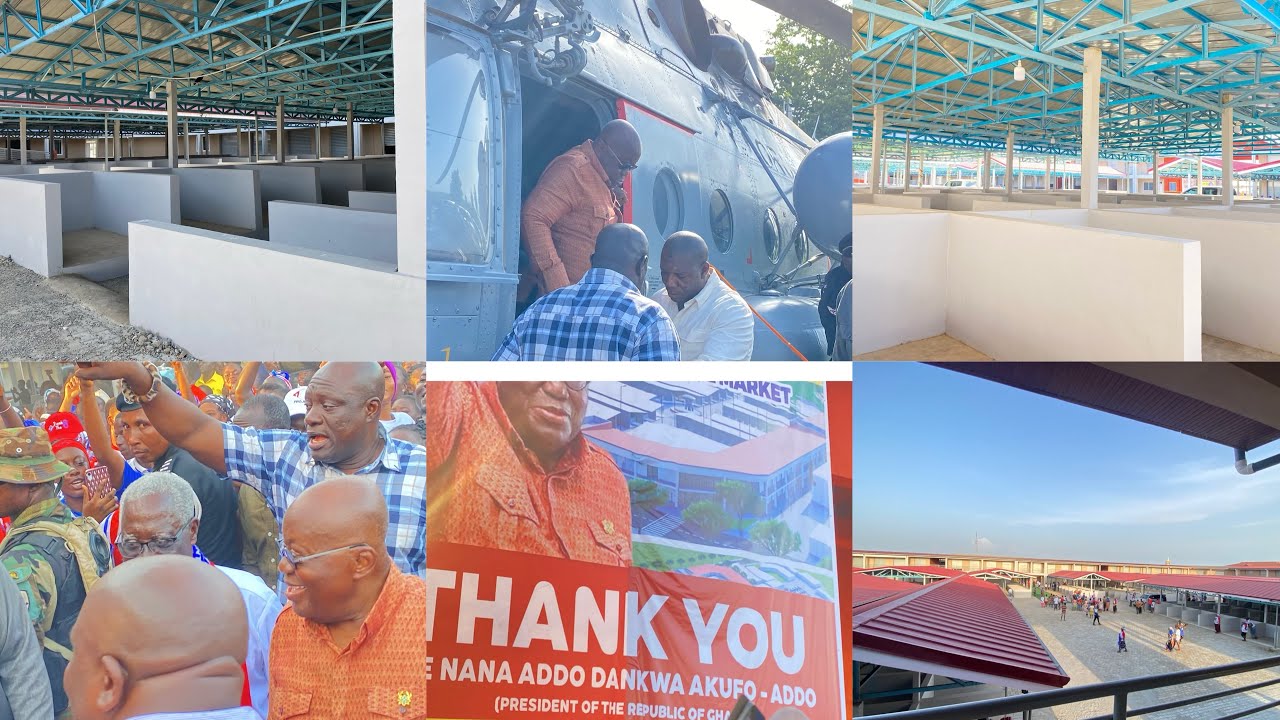 Wow! Prez Nana Akuffo-Addo Storms Oda in a Helicopter 🚁 to Commission Akyem Oda Central Market 😊🇬🇭❤️