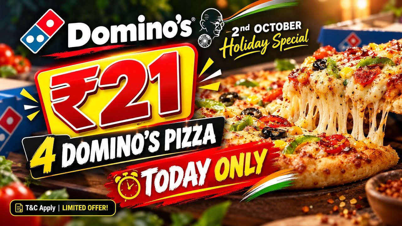 4 DOMINOS PIZZA for ₹21😋|dominos coupon code today|Domino's Pizza offer|dominos pizza offers today