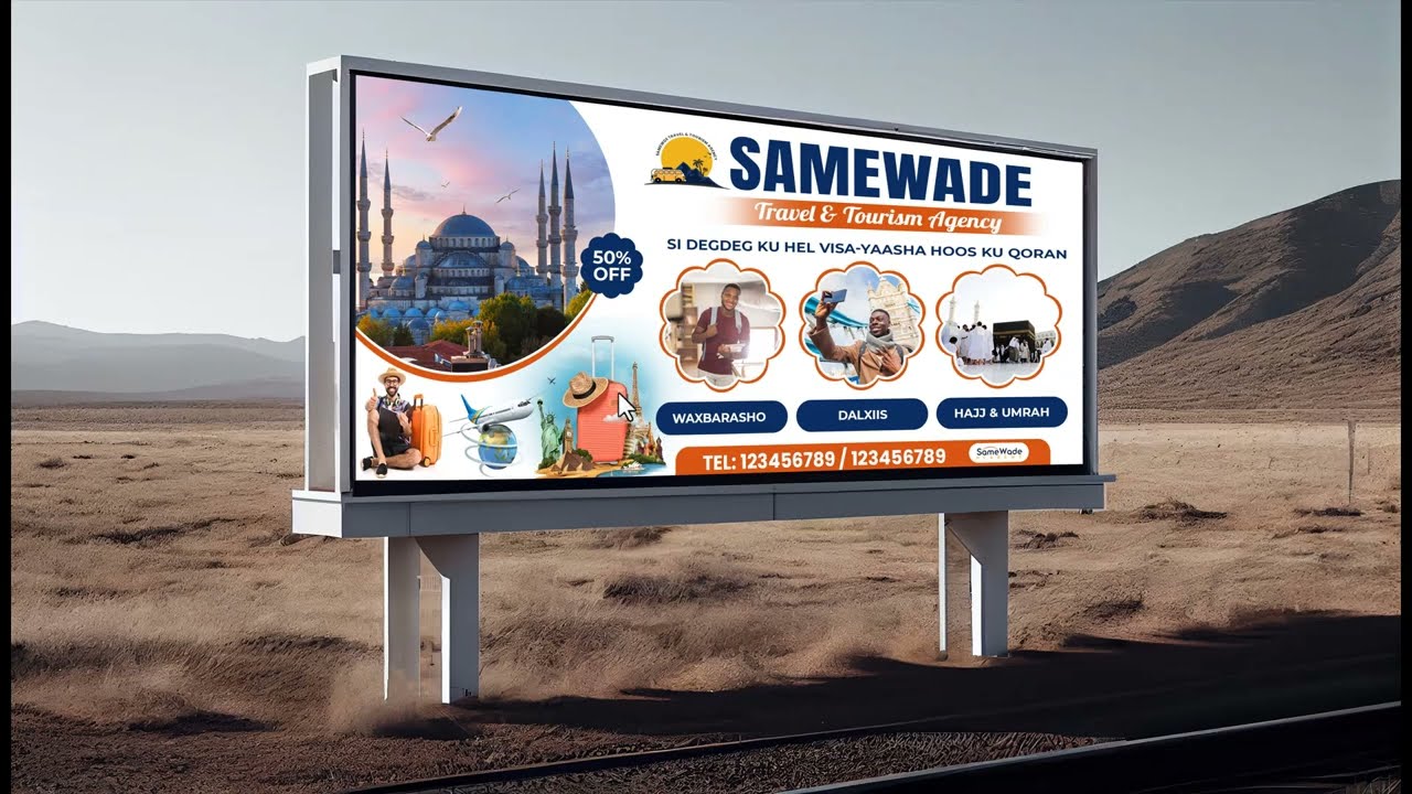 BOOR TRAVEL AGENCY DESIGN | BARO SIDA LOO SAMEEYO BOOR QURUX BADAN OO TRAVEL AGENCY AH | PHOTOSHOP |