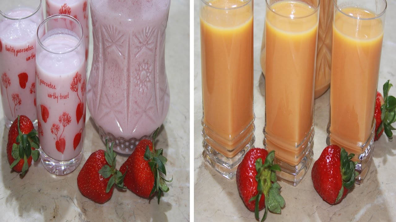 عصير ب الفراولة 🍓🍓بطريقتين مختلفتين 🍸🍸🍸 وصفتين تستحق التجربة ج1