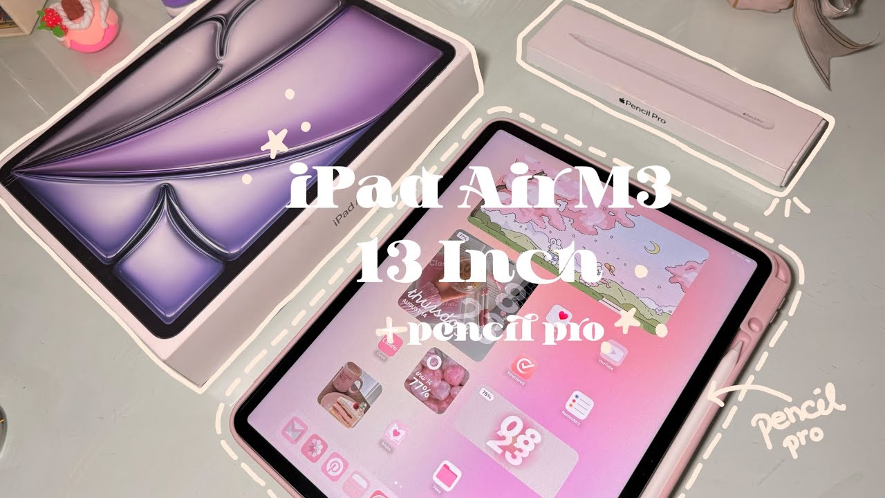 iPad Air M3 13 Inch + Apple Pencil Pro unboxing+set up🎀