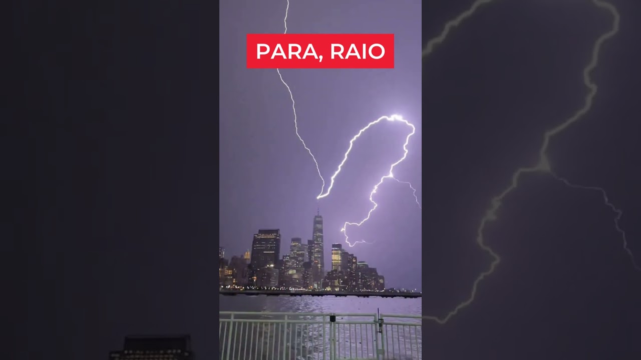 Raio atinge o topo do pr&eacute;dio mais alto de Nova York