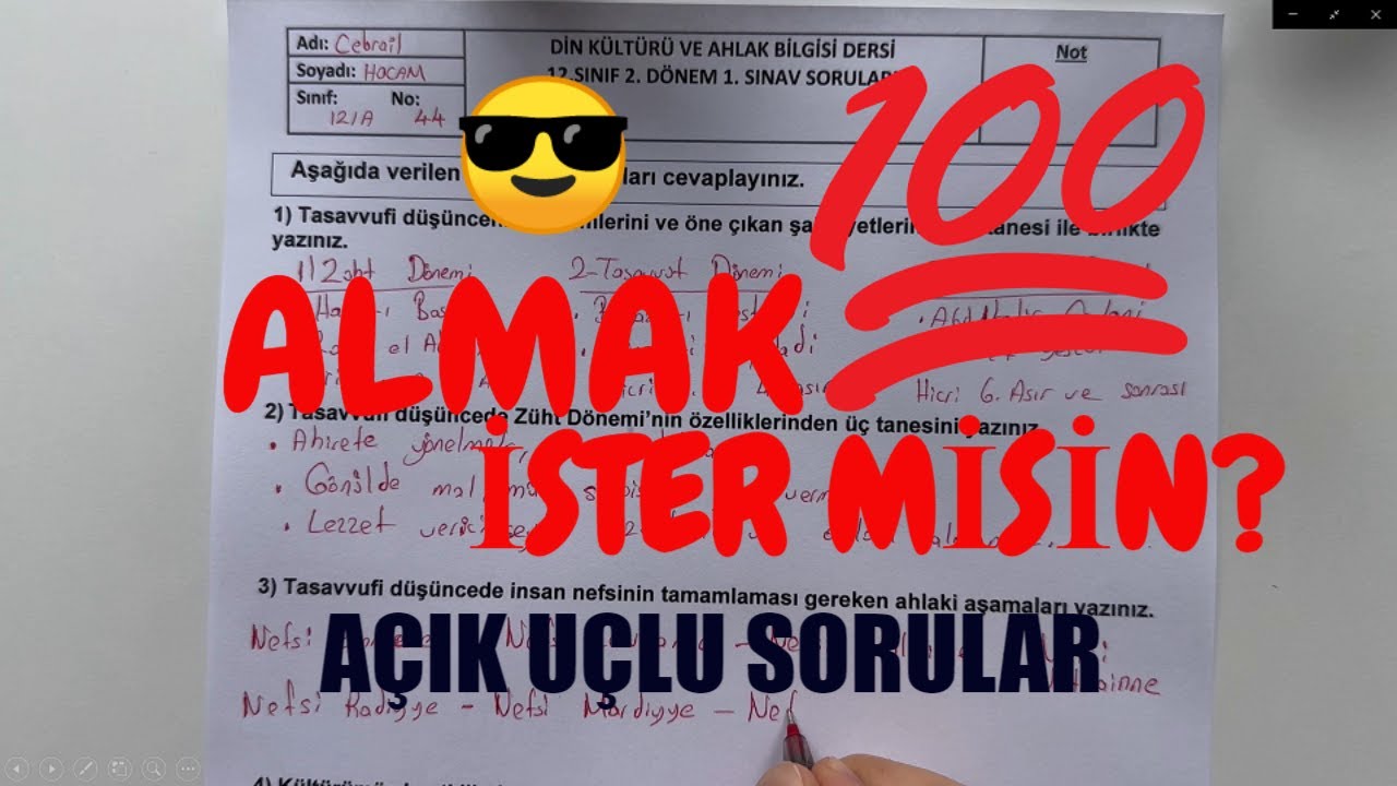 12. Sınıf Din Kültürü 2. Dönem 1. Yazılı