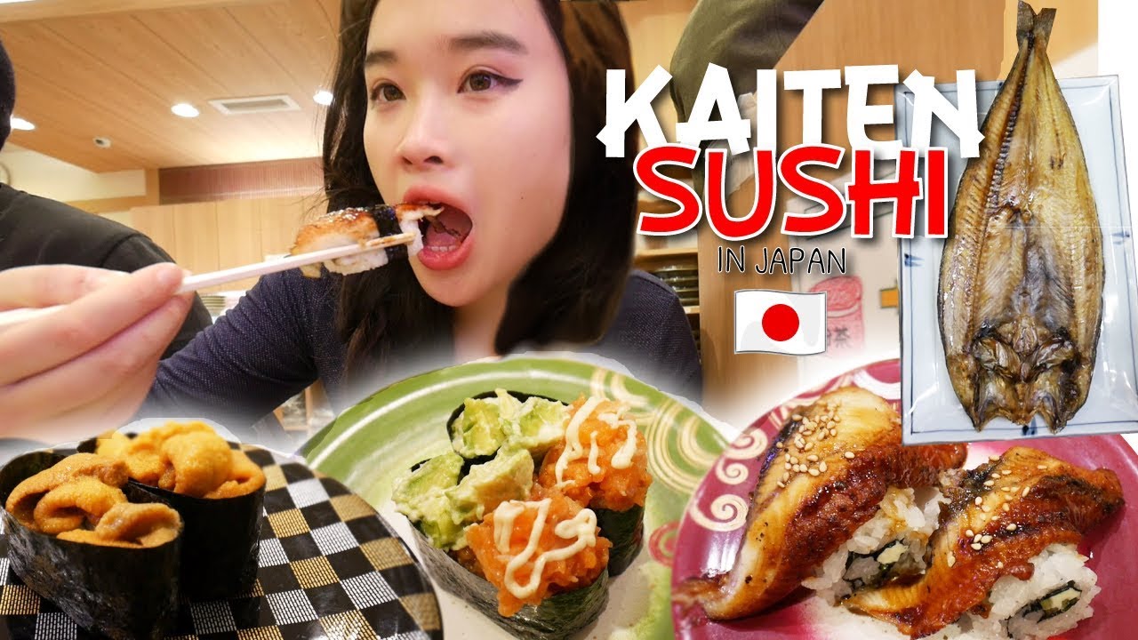 KAITEN SUSHI IN JAPAN MUKBANG | SUSHI TRAIN VLOG