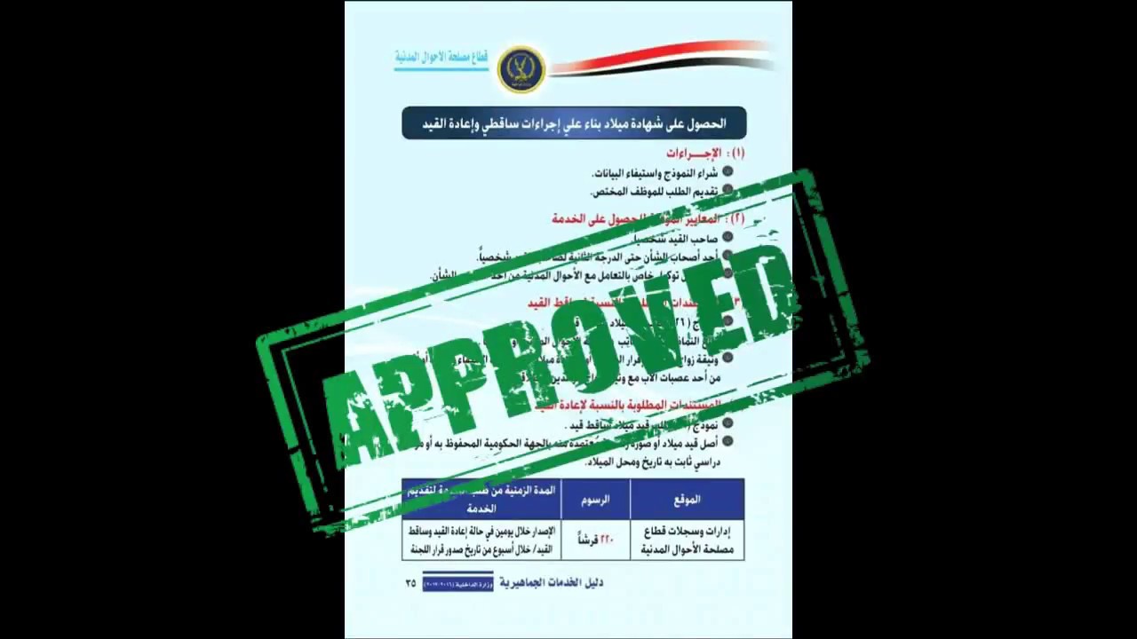 الحصول علي شهادة الميلاد بناء علي اجراءات ساقطي واعادة القيد