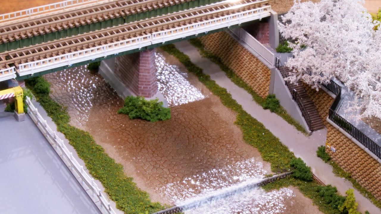鉄橋と桜のあるジオラマを作る / Nゲージ 鉄道模型 / How to make a Japanese spring landscape diorama