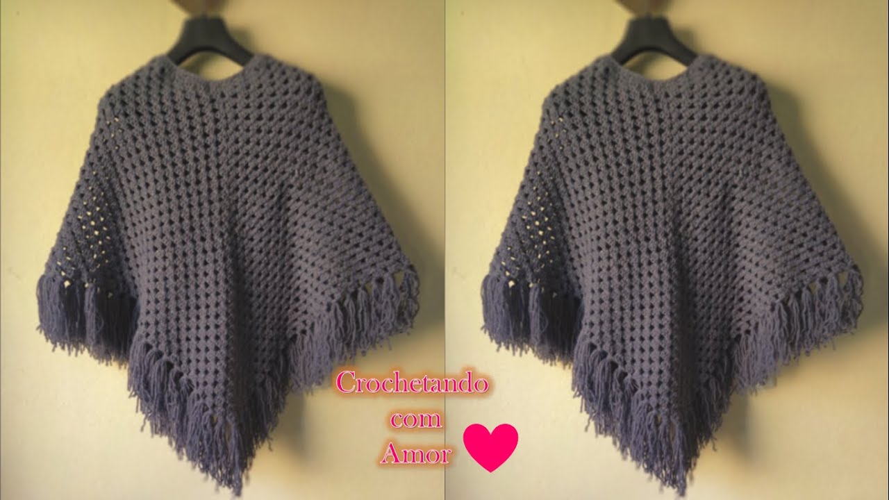 Poncho de Crochê Super fácil.. Quentinho e  Muito fácil de Fazer.. Tamanho Adulto