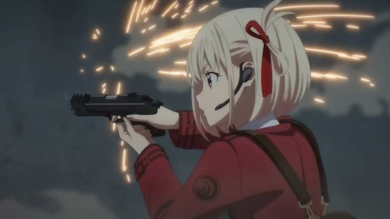 Chisato dodging Bullets | Lycoris Recoil Ep2
