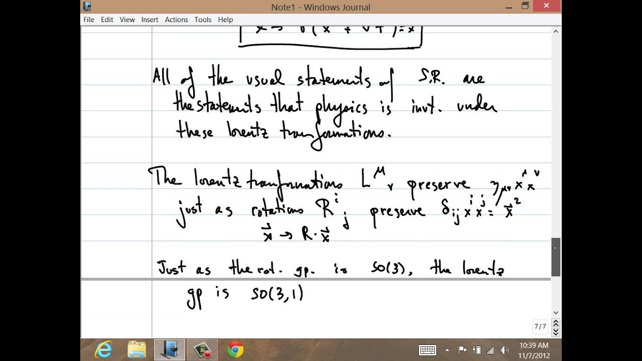 Quantum Theory, Lecture 18: Representations of the Lorentz Group. Spinors.