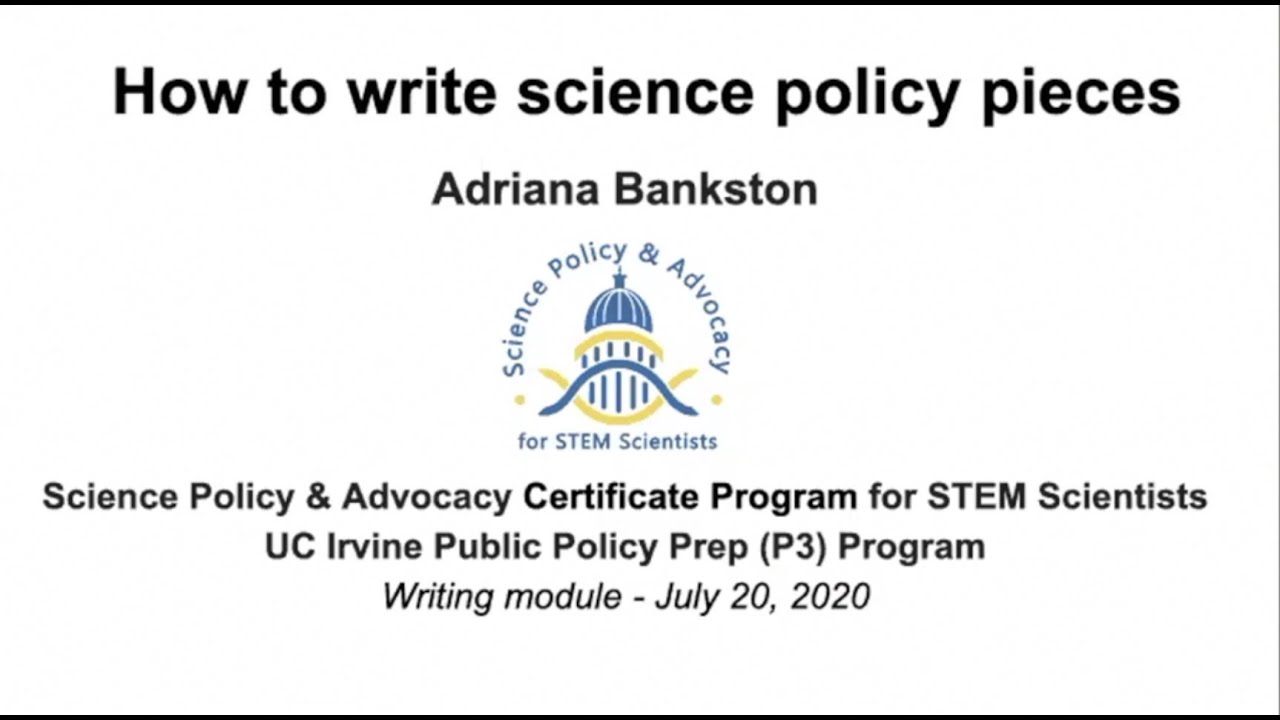 How to Write Science Policy Pieces: Adriana Bankston, JSPG