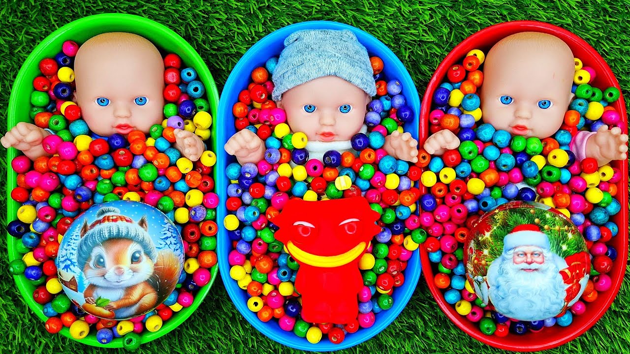 Full of 3 Rainbow BathTubs Candy with M&M's & Magic Slime Cutting Video #00