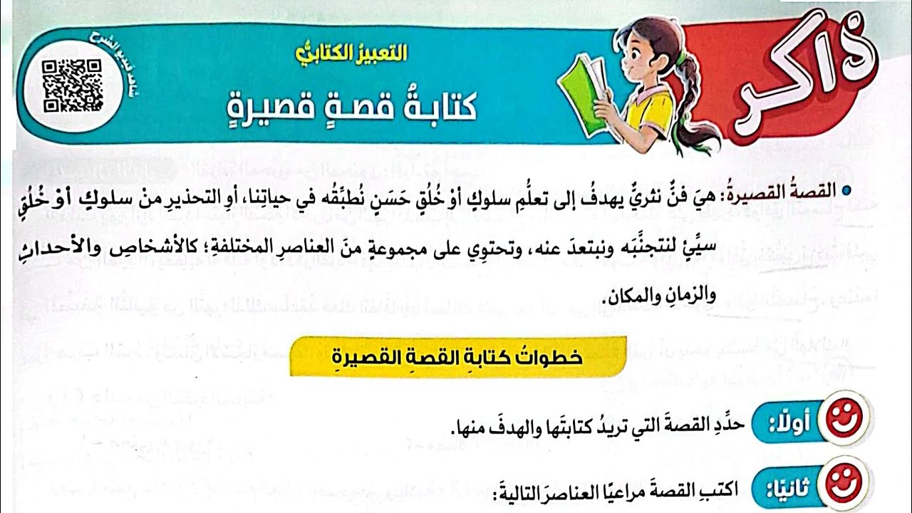 شرح التعبير الكتابي(كتابة قصة قصيرة)لغةعربية/الصف الخامس الأضواء2025/ترم أول