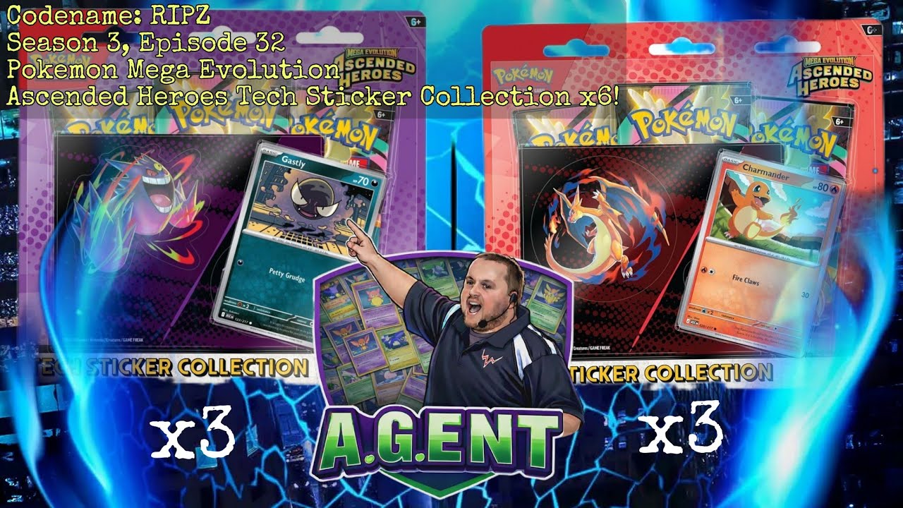 Codename: RIPZ Episode 32! Pokemon Ascended Heroes Tech Sticker Collection x6!