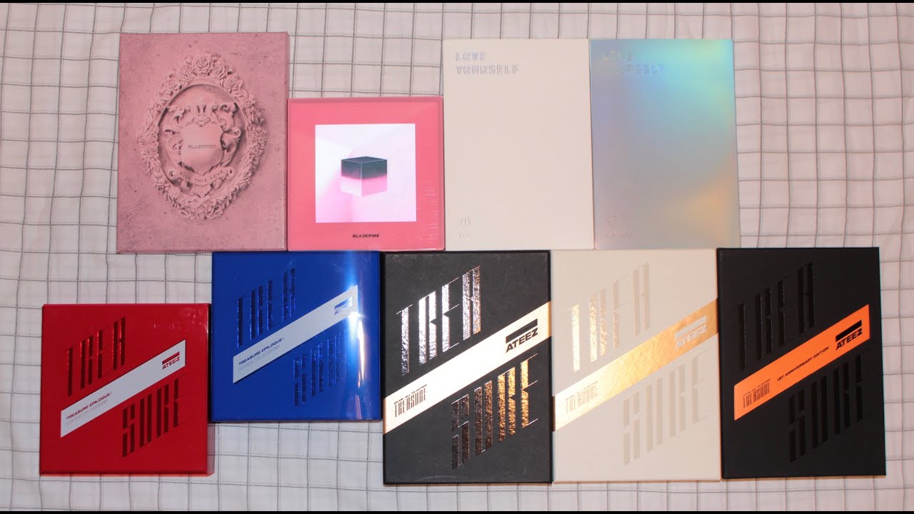 big ol' kpop album haul + unboxing (bts, blackpink, ateez)