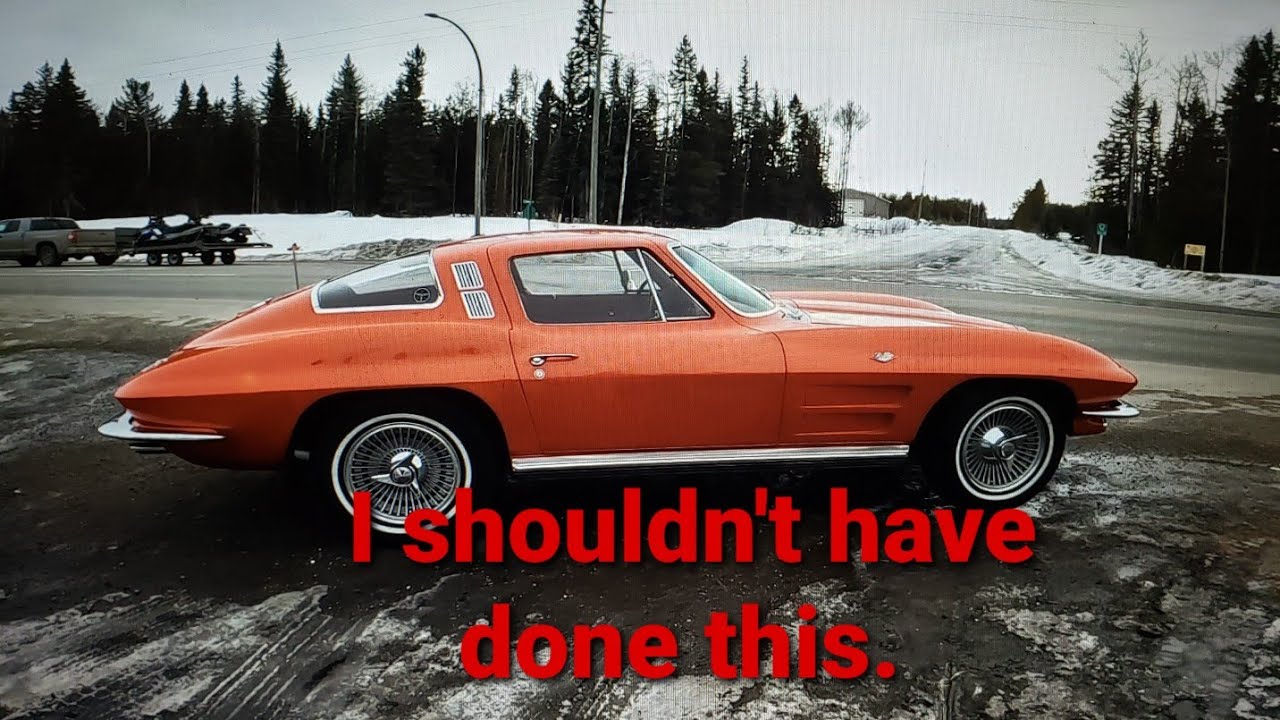 Taking my Classic 1964 C2 Corvette for a drive on winter roads.