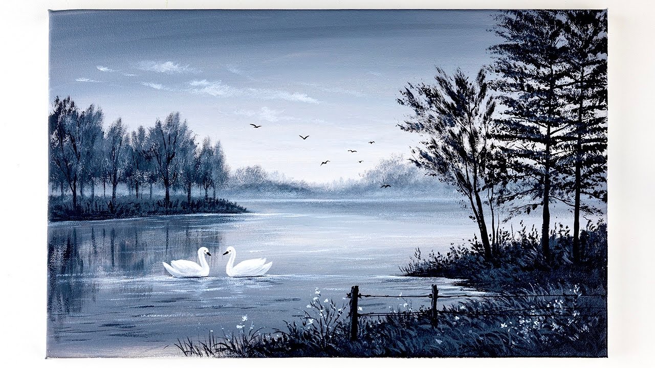 Landscape Painting / Painting Tutorial For Beginners 