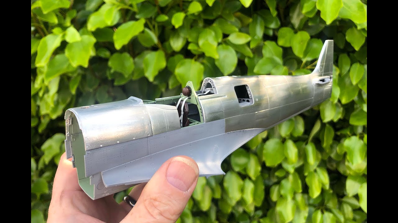 Natural Metal Finish with foil Demo. The fuselage of MJ250. Airfix 1/24th scale Spitfire MKIX
