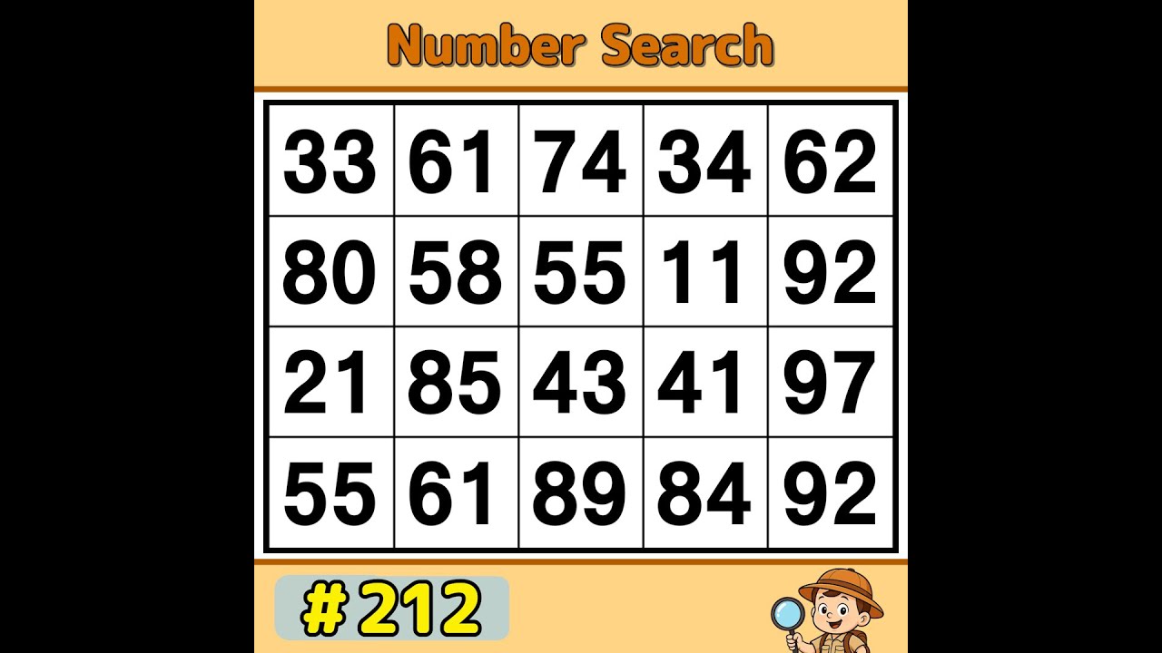 【JimmyPuzzle】 Daily Brain Training, Test Your Focus and Memory 《Number Search｜Brain Exercise》 #212