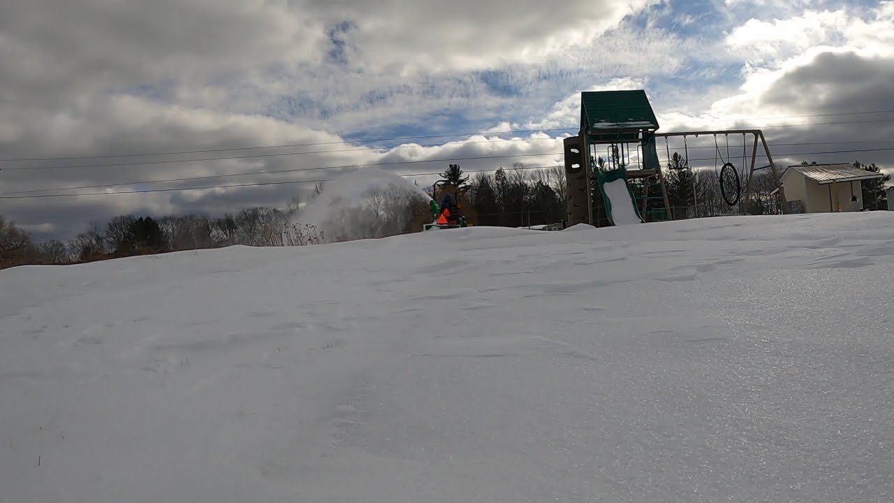 Clearing snowdrifts from the dog run with John Deere 1025R & Frontier SB1148 3pt snowblower 2/24/26