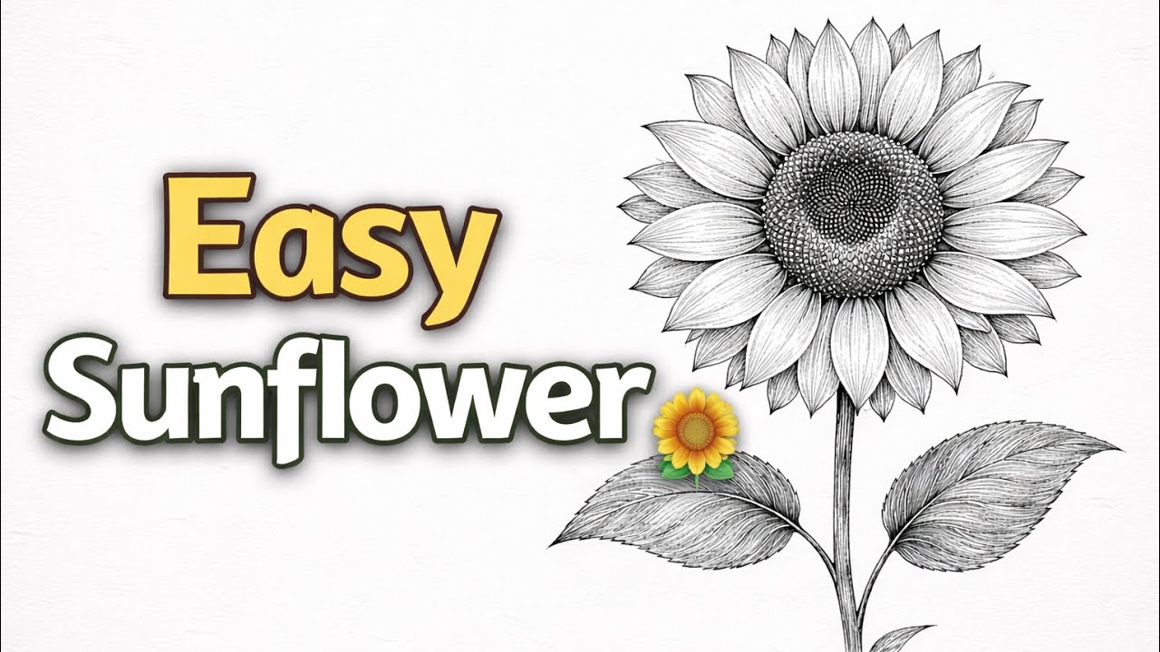 Easy Sunflower Pencil Drawing for Beginners | Step by Step Tutorial