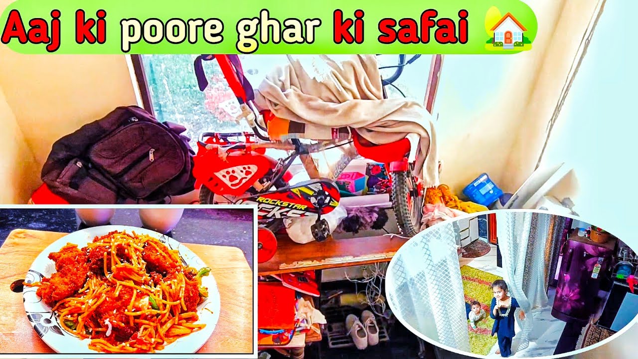Full Day Ghar ka Kaam 💪 | Safai 🧹 Bartan 🍽️ Kapde 👕 + Chicken Nuggets Noodles 🍜🍗