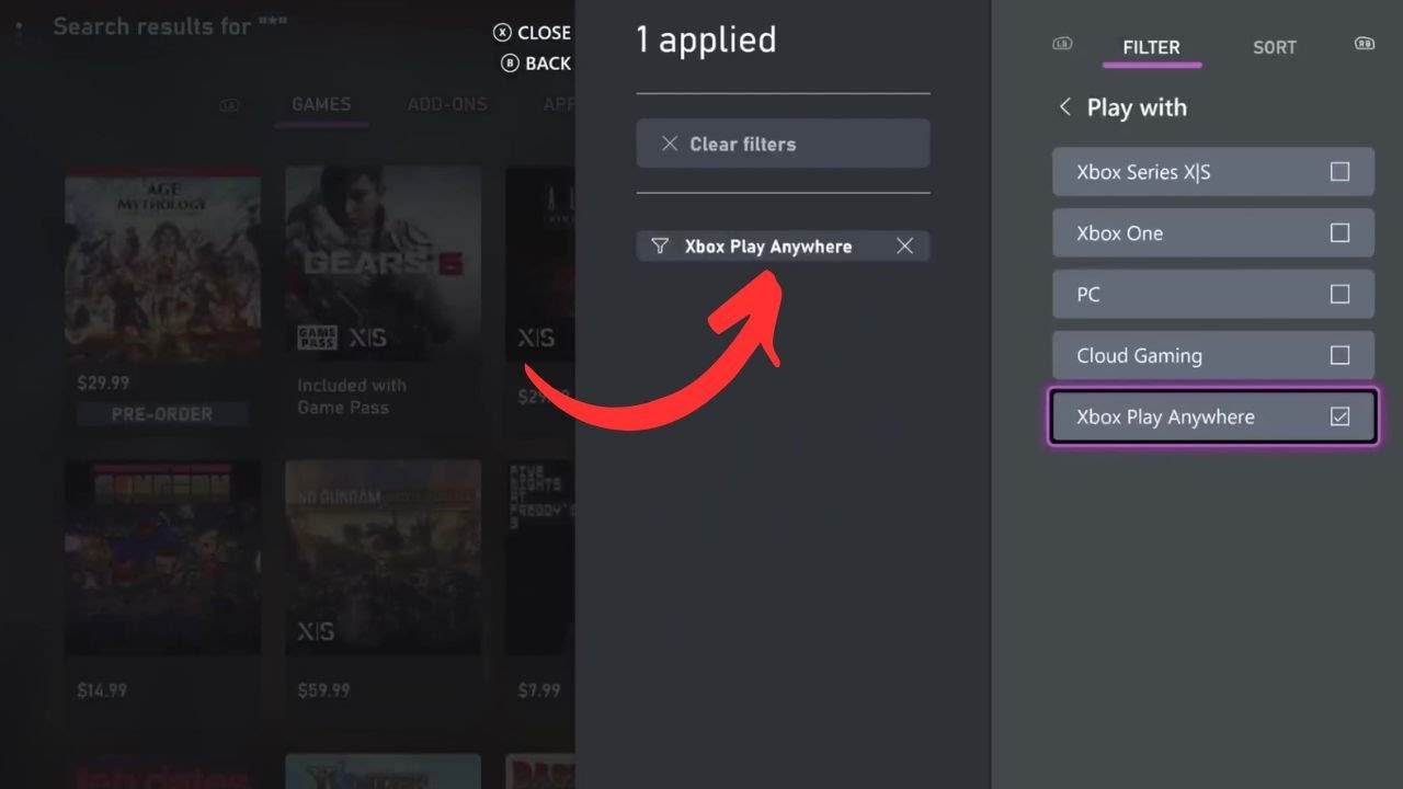 Как найти игры Xbox Play Anywhere на Xbox Series X/S