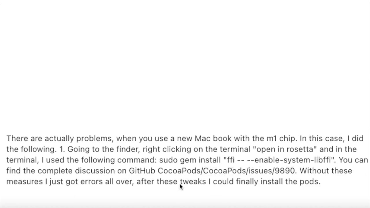 Xcode 13: How to use CocoaPods on a computer with a m1 chip