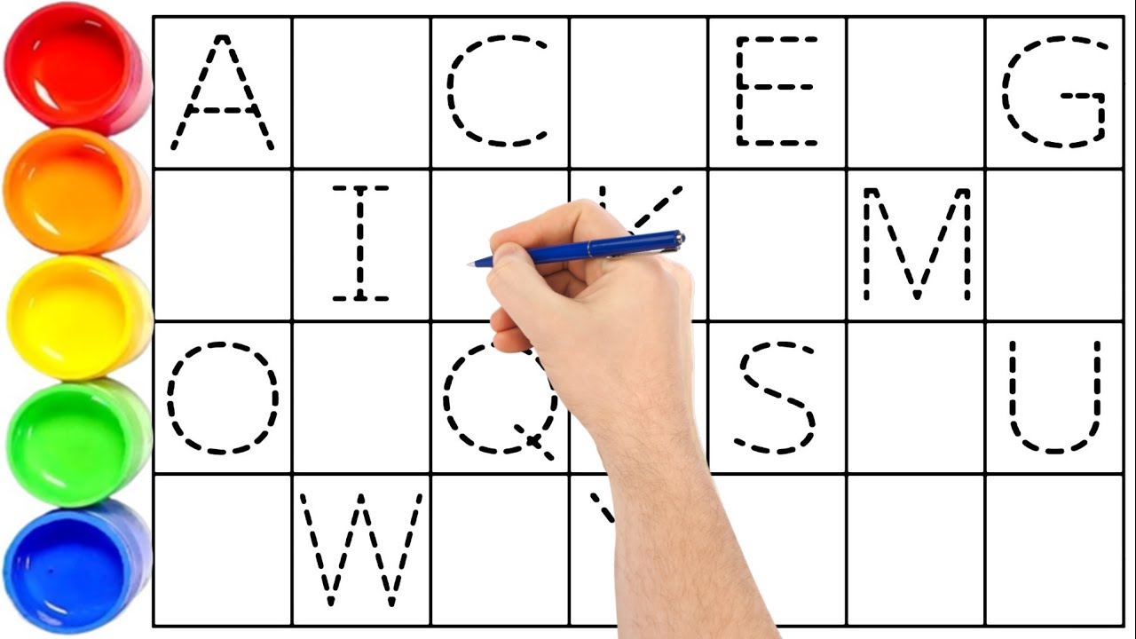 Alphabet writing collection of uppercase and lowercase letters along the dotted line for kids