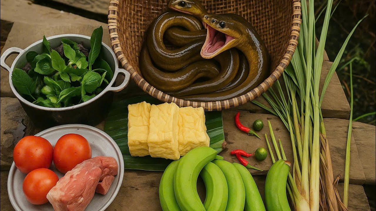 Eel Curry with Green Banana and Tofu – Outdoor Village Cooking in the Wild