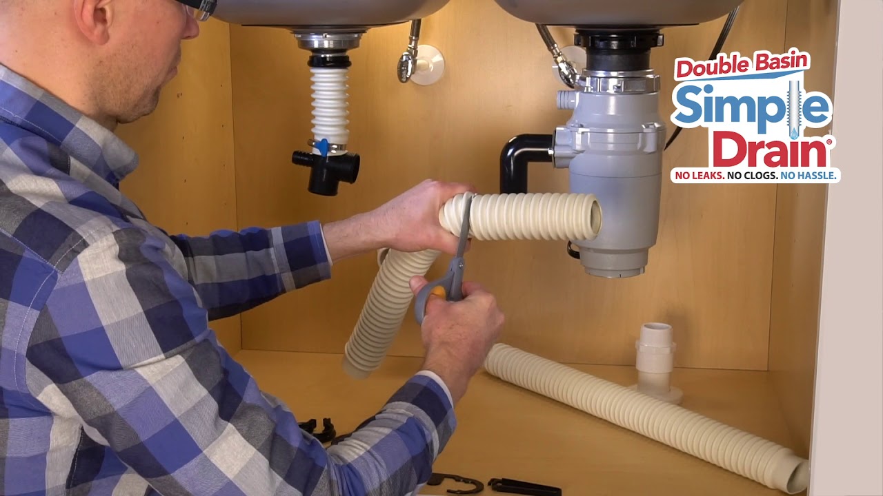 Double Basin Simple Drain P-trap with Disposal Installation