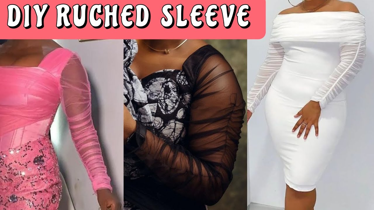 DIY Ruched Tulle Sleeve //Trendy sleeve //Drawstrings sleeve //Tulle sleeve //cutting and sewing